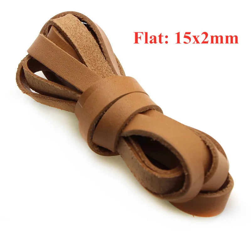 Genuine Cow Leather Cord | 2 Meter Round Flat Leather Strap | 1mm to 8mm Cord for Bracelets, Necklaces &amp; DIY Jewelry Making