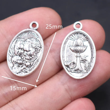 Vintage Christian Charms Set | St. Michael, St. Francis, Our Lady of Fatima & Lourdes Pendants | Religious Jewelry Making Supplies