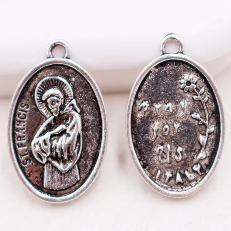 Vintage Christian Charms Set | St. Michael, St. Francis, Our Lady of Fatima & Lourdes Pendants | Religious Jewelry Making Supplies