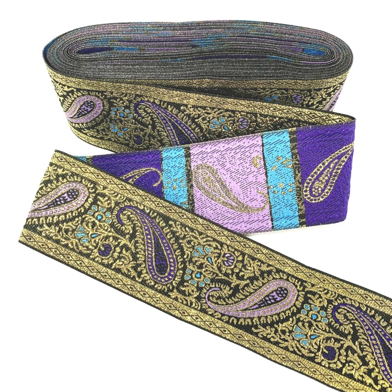 5cm Embroidered Lace Trim | 3 Yard Vintage Ethnic Boho Ribbon | Decorative Fabric Trim for Bags, Clothing, Jewelry & DIY Crafts