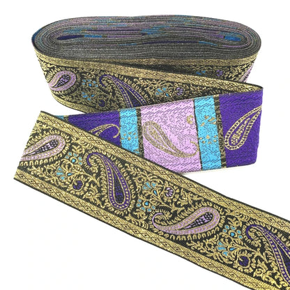 5cm Embroidered Lace Trim | 3 Yard Vintage Ethnic Boho Ribbon | Decorative Fabric Trim for Bags, Clothing, Jewelry & DIY Crafts