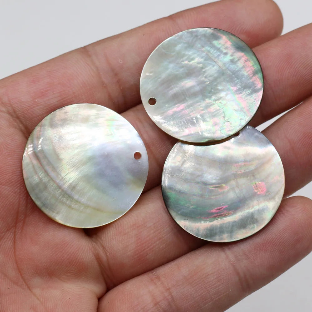 Black Mother of Pearl Charms | Natural Shell Coin Disc Pendants | 10pcs MOP Charms for DIY Earrings, Necklaces & Jewelry Making