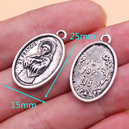 Vintage Christian Charms Set | St. Michael, St. Francis, Our Lady of Fatima & Lourdes Pendants | Religious Jewelry Making Supplies