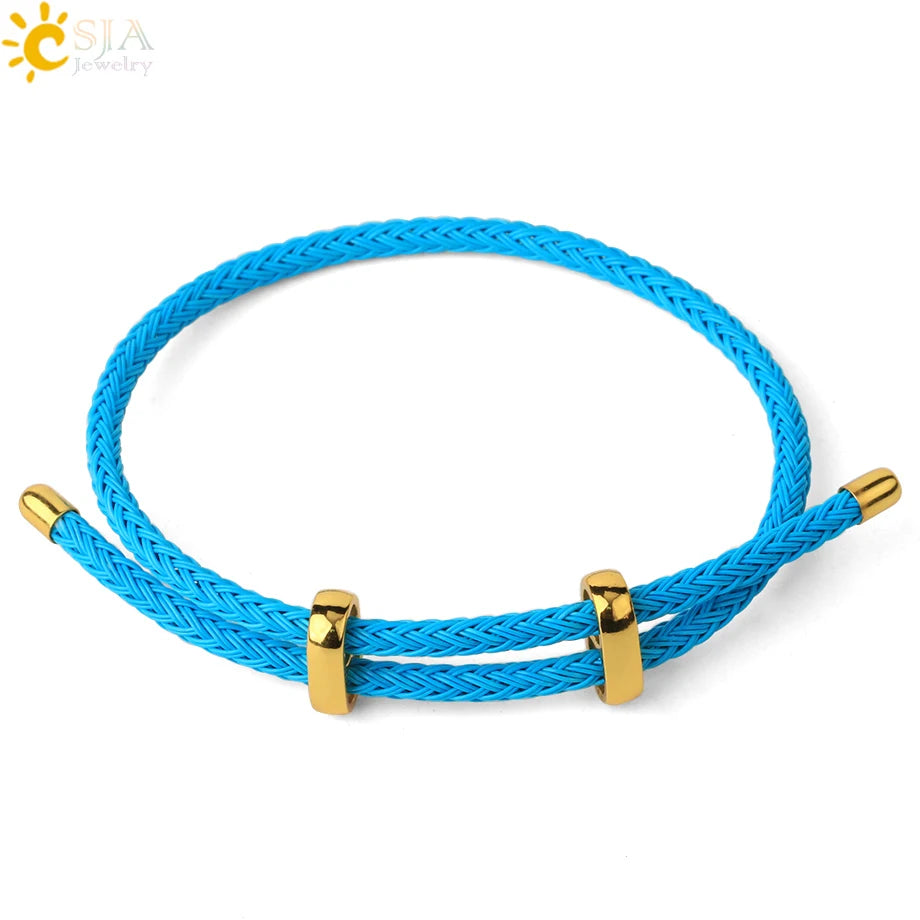 Adjustable Steel Wire Bracelet | Braided Rope Expandable Bracelet with Gold Color Clasp | DIY Charm Bracelet Base