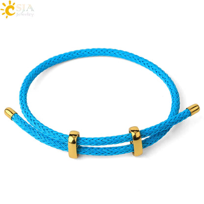 Adjustable Steel Wire Bracelet | Braided Rope Expandable Bracelet with Gold Color Clasp | DIY Charm Bracelet Base