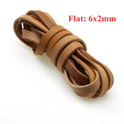 Genuine Cow Leather Cord | 2 Meter Round Flat Leather Strap | 1mm to 8mm Cord for Bracelets, Necklaces &amp; DIY Jewelry Making