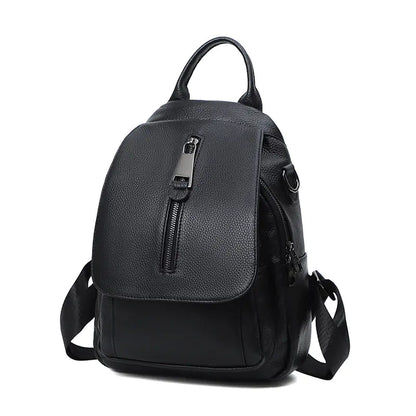 Multi-layer Anti-Theft Leather Travel Backpack for Women