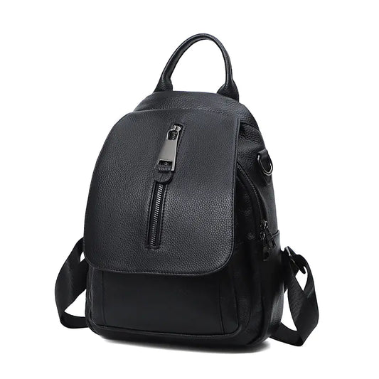 Multi-layer Anti-Theft Leather Travel Backpack for Women