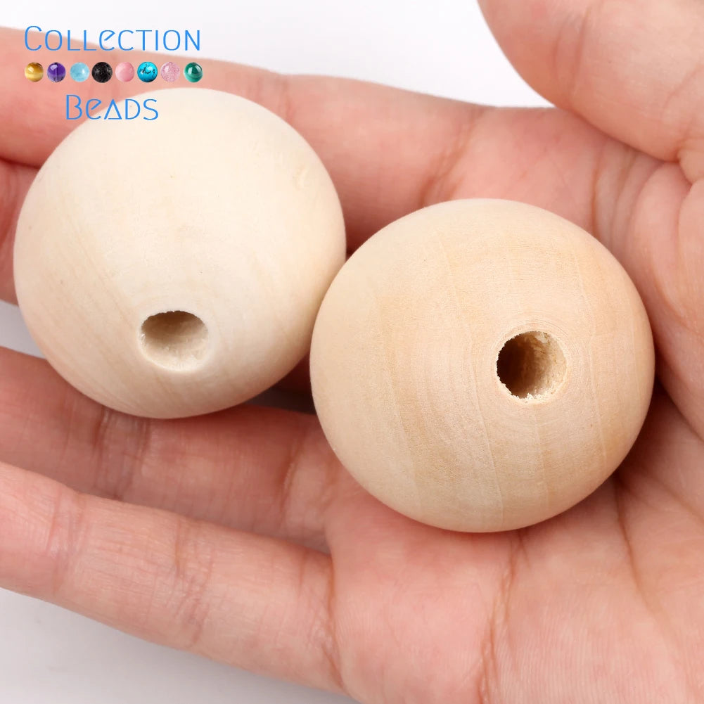 Natural Wood Beads | Round Wooden Spacer Beads 4–50mm | DIY Jewelry Making, Crafts & Handmade Accessories