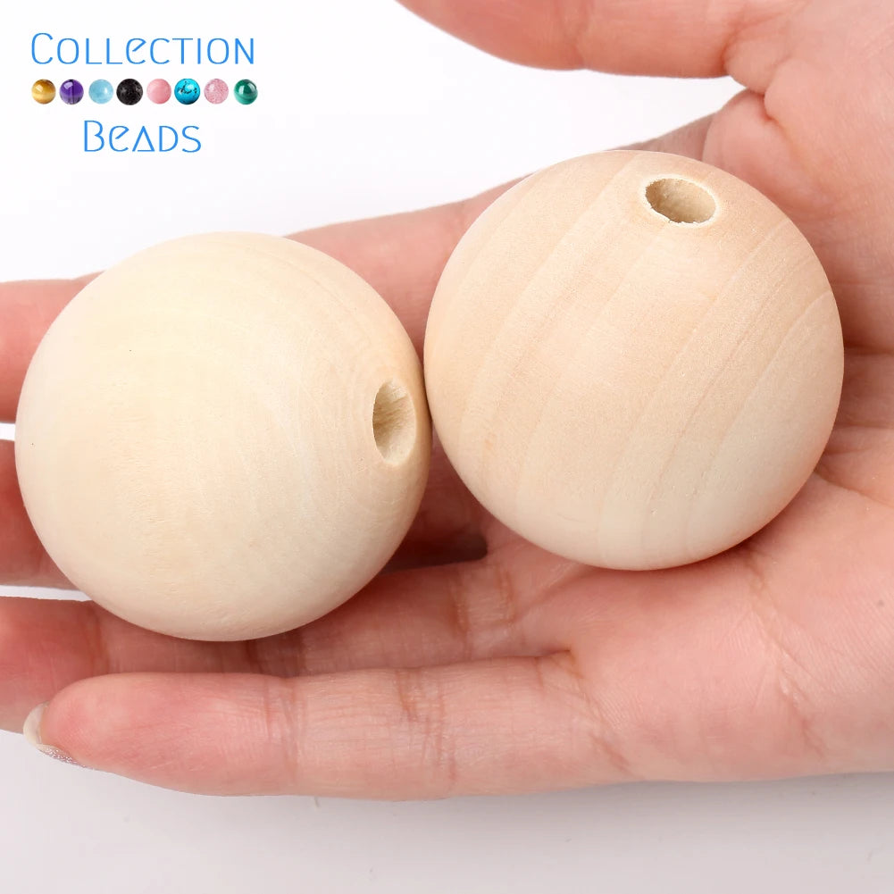 Natural Wood Beads | Round Wooden Spacer Beads 4–50mm | DIY Jewelry Making, Crafts & Handmade Accessories
