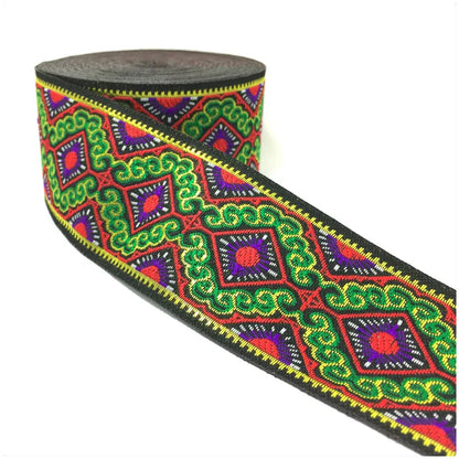 5cm Embroidered Lace Trim | 3 Yard Vintage Ethnic Boho Ribbon | Decorative Fabric Trim for Bags, Clothing, Jewelry & DIY Crafts