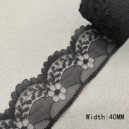 Black Lace Trim | 10 Yard Embroidered Lace Ribbon | Decorative Mesh Fabric for Sewing, Jewelry, Clothing, Bags & DIY Crafts