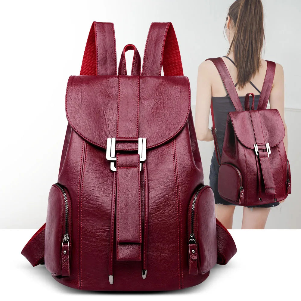 Genuine Sheepskin Leather Backpack for Women | Large Capacity Travel, Work & Everyday Fashion Backpack