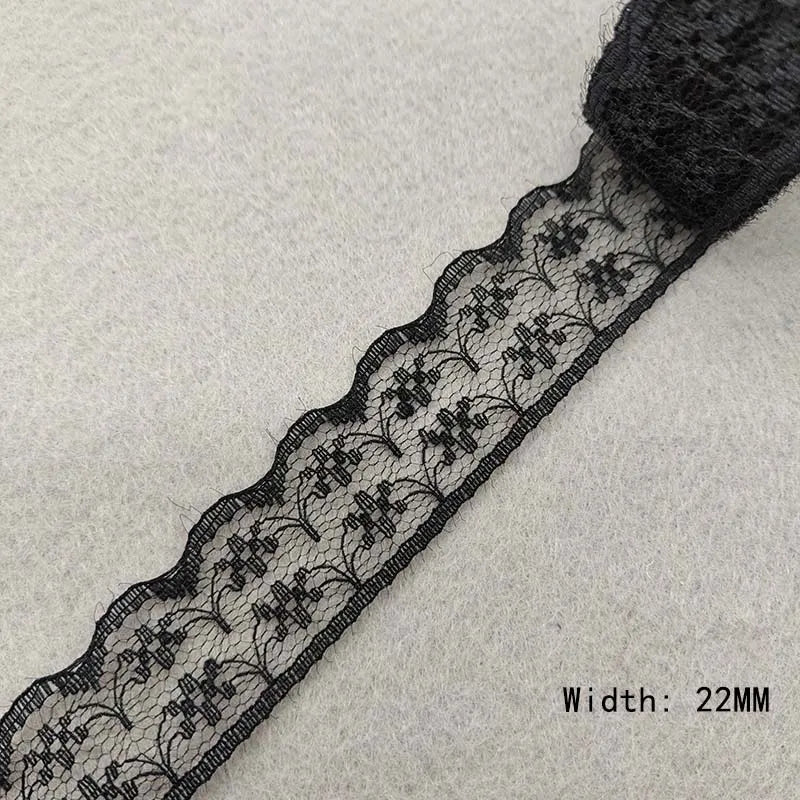 Black Lace Trim | 10 Yard Embroidered Lace Ribbon | Decorative Mesh Fabric for Sewing, Jewelry, Clothing, Bags & DIY Crafts