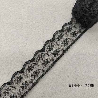 Black Lace Trim | 10 Yard Embroidered Lace Ribbon | Decorative Mesh Fabric for Sewing, Jewelry, Clothing, Bags & DIY Crafts
