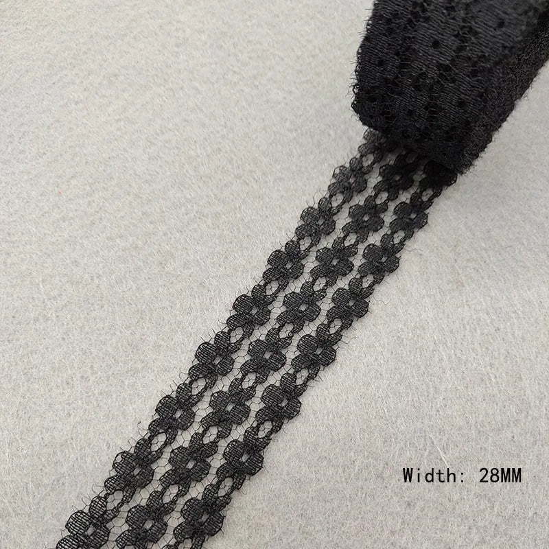 Black Lace Trim | 10 Yard Embroidered Lace Ribbon | Decorative Mesh Fabric for Sewing, Jewelry, Clothing, Bags & DIY Crafts