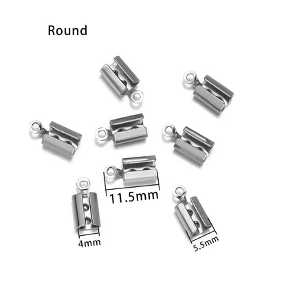 Stainless Steel Cord End Caps for Jewelry Making | Fold-Over Crimp Connectors for Leather Cord & Bracelets | Bead Caps for Jewelry