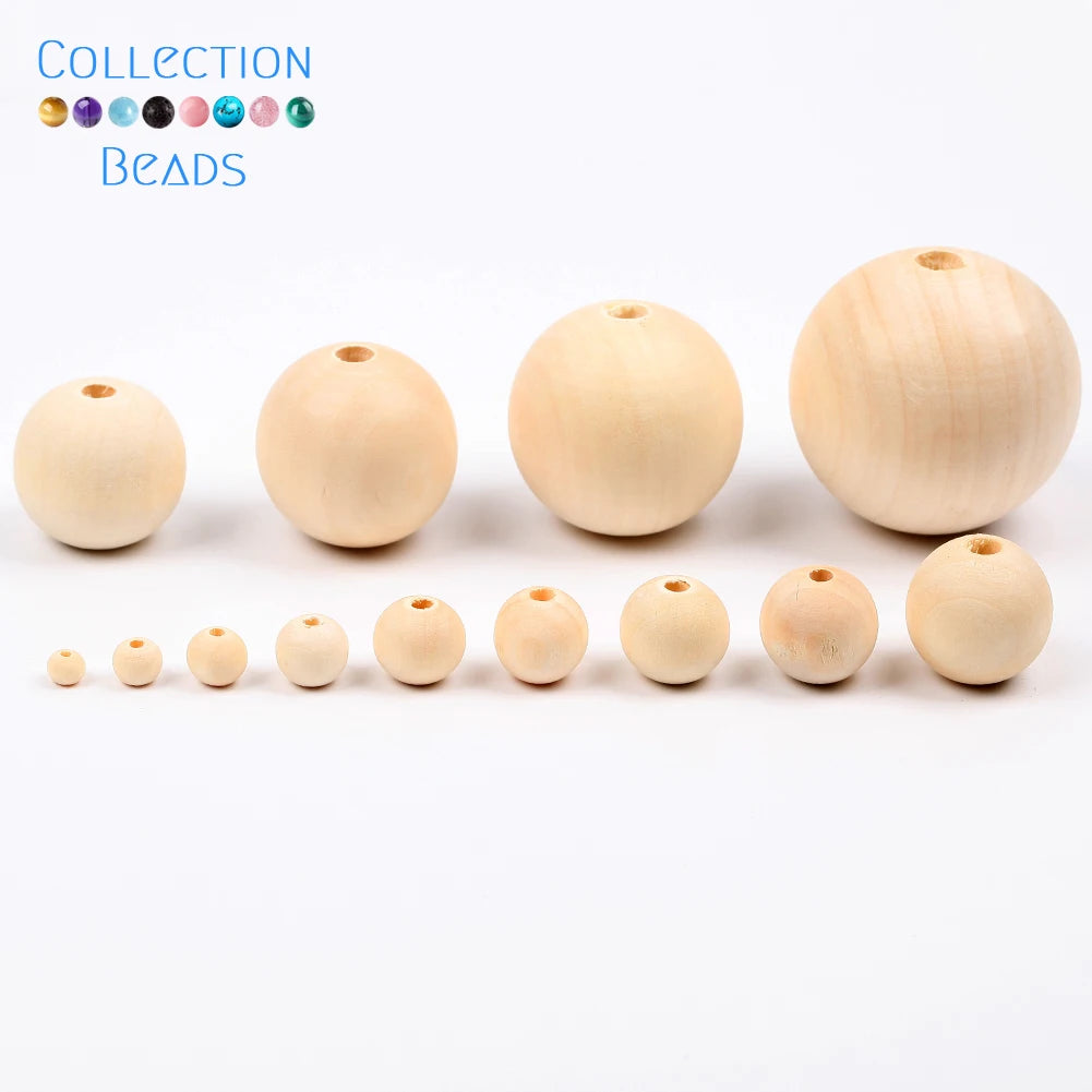 Natural Wood Beads | Round Wooden Spacer Beads 4–50mm | DIY Jewelry Making, Crafts & Handmade Accessories