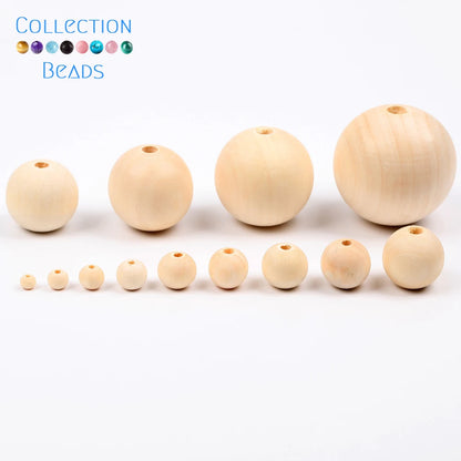 Natural Wood Beads | Round Wooden Spacer Beads 4–50mm | DIY Jewelry Making, Crafts & Handmade Accessories