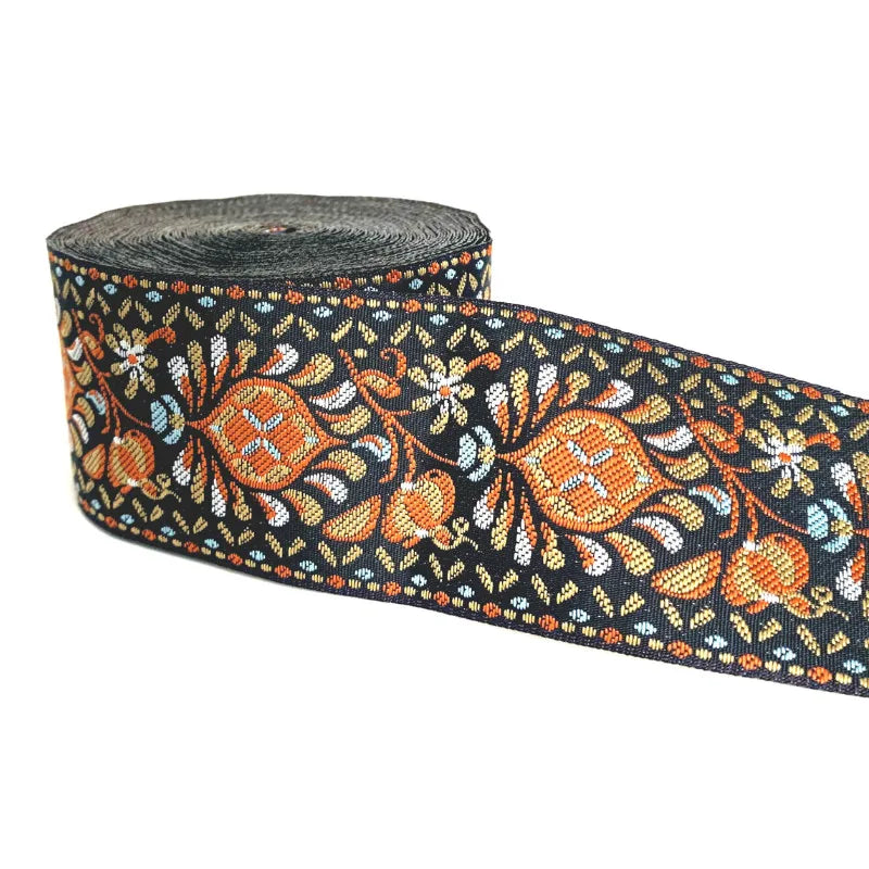 5cm Embroidered Lace Trim | 3 Yard Vintage Ethnic Boho Ribbon | Decorative Fabric Trim for Bags, Clothing, Jewelry & DIY Crafts