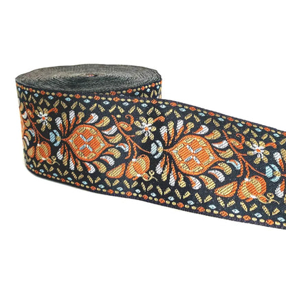 5cm Embroidered Lace Trim | 3 Yard Vintage Ethnic Boho Ribbon | Decorative Fabric Trim for Bags, Clothing, Jewelry & DIY Crafts