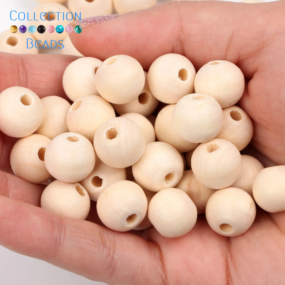 Natural Wood Beads | Round Wooden Spacer Beads 4–50mm | DIY Jewelry Making, Crafts & Handmade Accessories