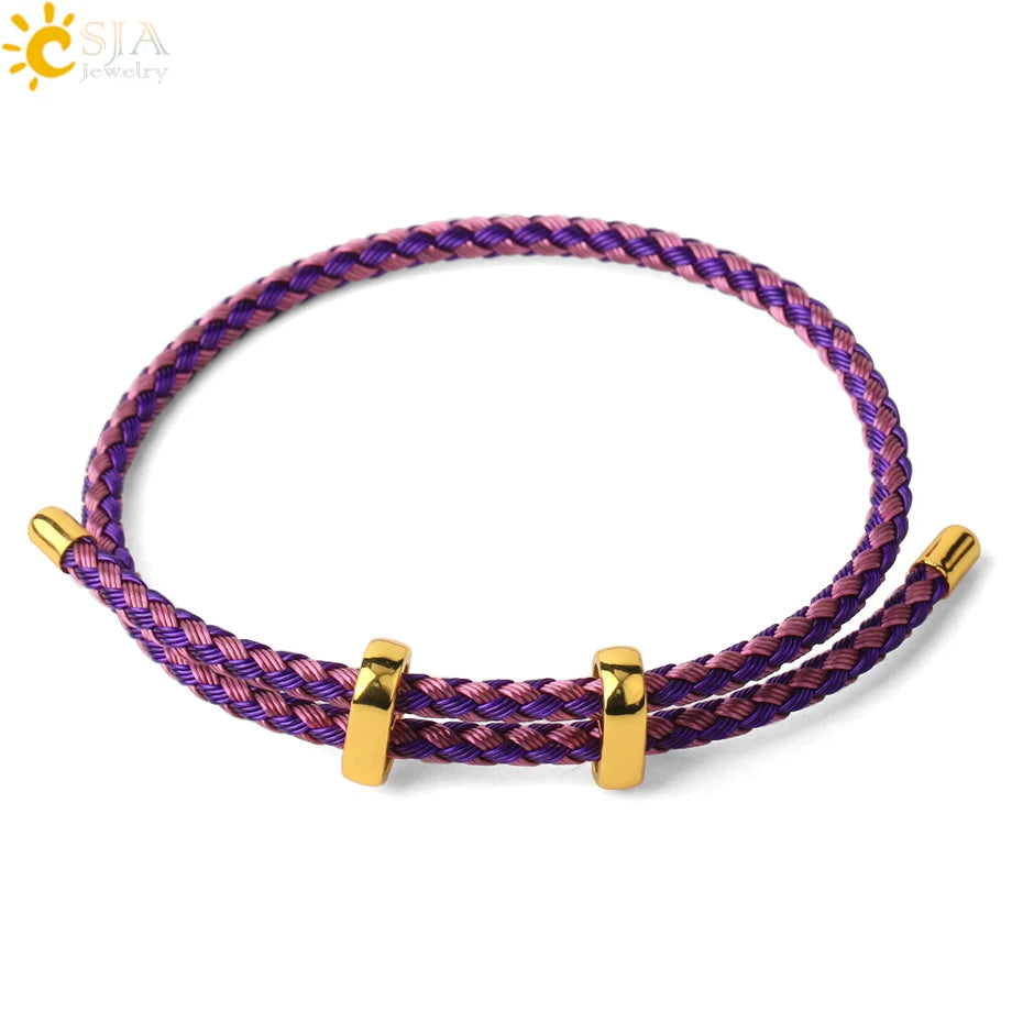 Adjustable Steel Wire Bracelet | Braided Rope Expandable Bracelet with Gold Color Clasp | DIY Charm Bracelet Base