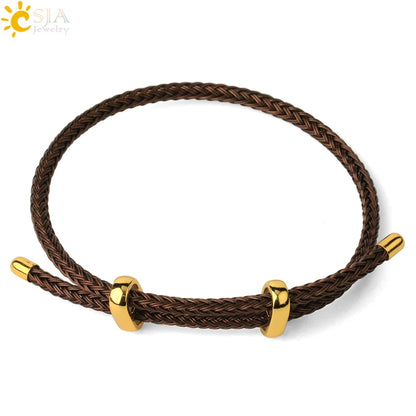 Adjustable Steel Wire Bracelet | Braided Rope Expandable Bracelet with Gold Color Clasp | DIY Charm Bracelet Base
