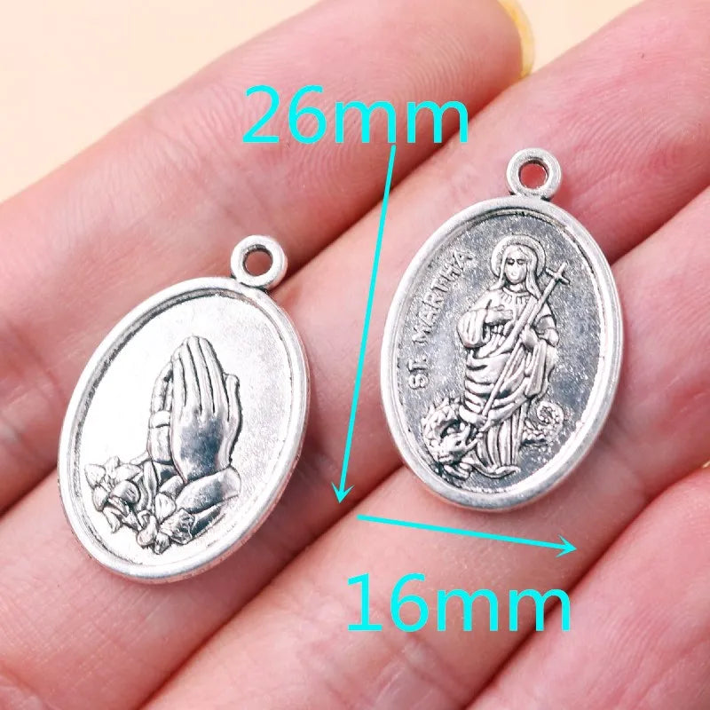 Vintage Christian Charms Set | St. Michael, St. Francis, Our Lady of Fatima & Lourdes Pendants | Religious Jewelry Making Supplies