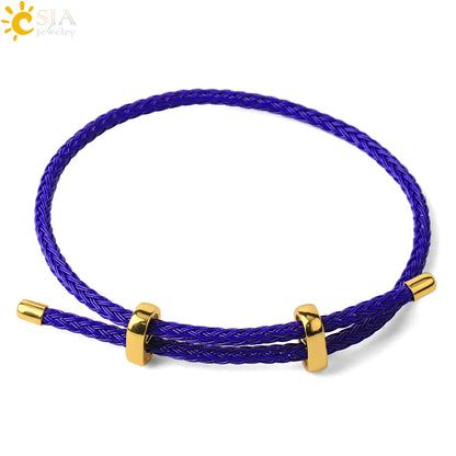 Adjustable Steel Wire Bracelet | Braided Rope Expandable Bracelet with Gold Color Clasp | DIY Charm Bracelet Base