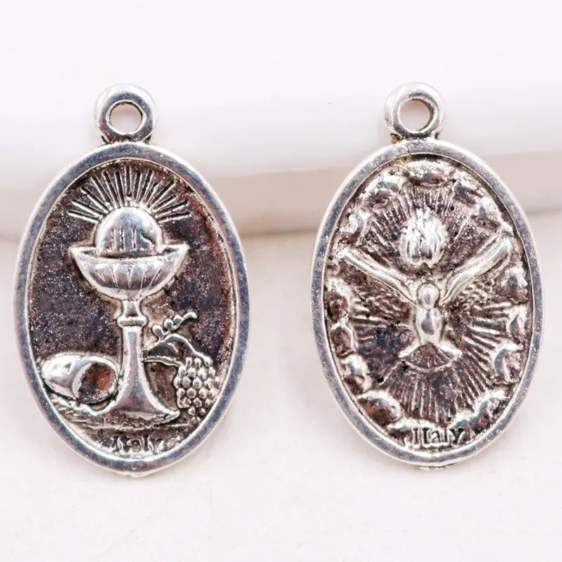 Vintage Christian Charms Set | St. Michael, St. Francis, Our Lady of Fatima & Lourdes Pendants | Religious Jewelry Making Supplies