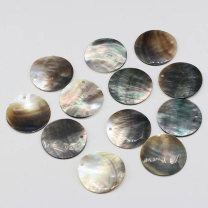 Black Mother of Pearl Charms | Natural Shell Coin Disc Pendants | 10pcs MOP Charms for DIY Earrings, Necklaces & Jewelry Making