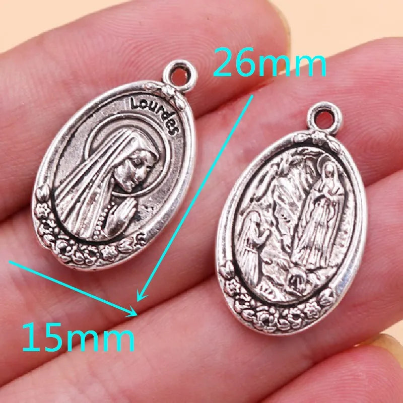 Vintage Christian Charms Set | St. Michael, St. Francis, Our Lady of Fatima & Lourdes Pendants | Religious Jewelry Making Supplies