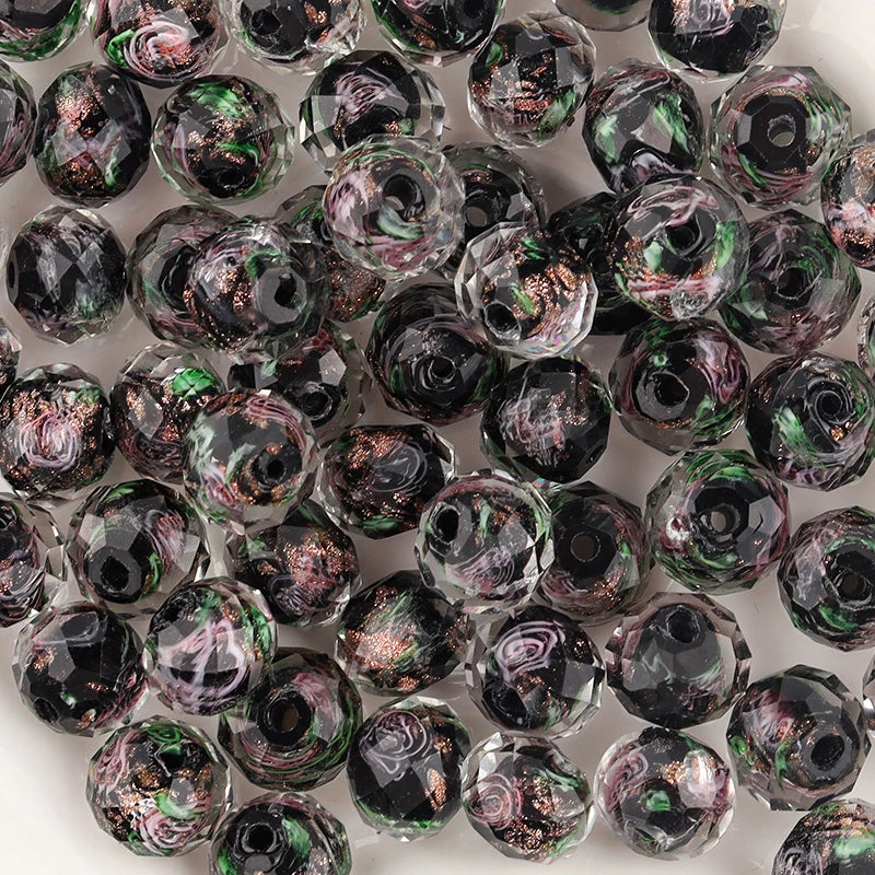 Close-up of multicolored beads on a white background