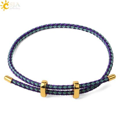 Adjustable Steel Wire Bracelet | Braided Rope Expandable Bracelet with Gold Color Clasp | DIY Charm Bracelet Base
