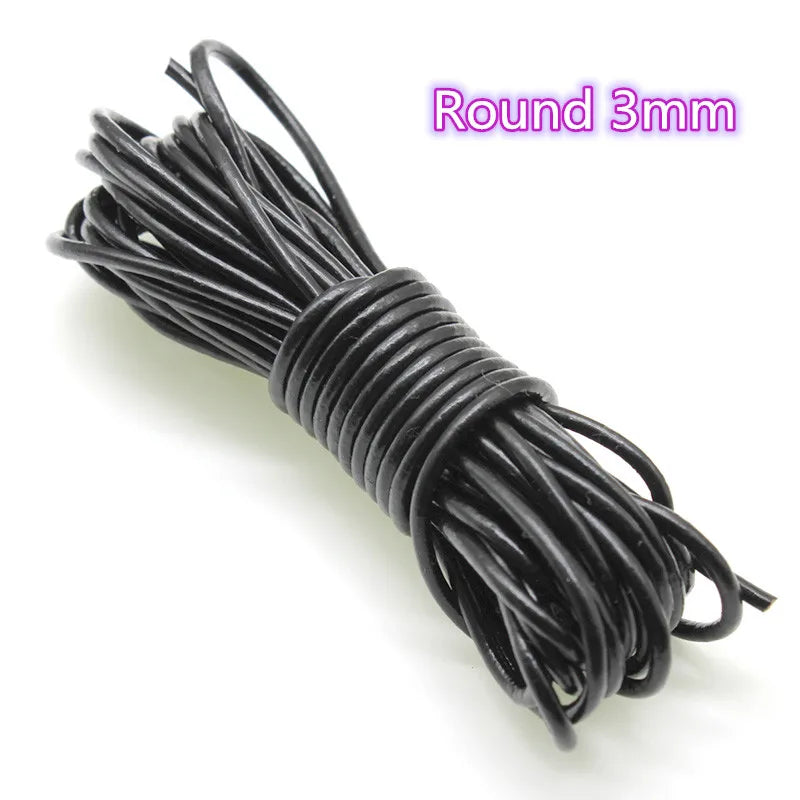 Genuine Black Leather Cord | 2M Round Cowhide Leather String | 1–10mm Cord for Bracelets, Necklaces & DIY Jewelry Making #LeatherCord #JewelryMaking