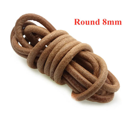 Genuine Cow Leather Cord | 2 Meter Round Flat Leather Strap | 1mm to 8mm Cord for Bracelets, Necklaces &amp; DIY Jewelry Making