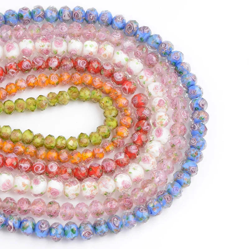 Set of colorful beaded bracelets on a white background