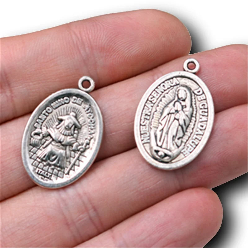 Vintage Christian Charms Set | St. Michael, St. Francis, Our Lady of Fatima & Lourdes Pendants | Religious Jewelry Making Supplies