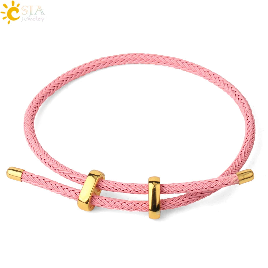 Adjustable Steel Wire Bracelet | Braided Rope Expandable Bracelet with Gold Color Clasp | DIY Charm Bracelet Base