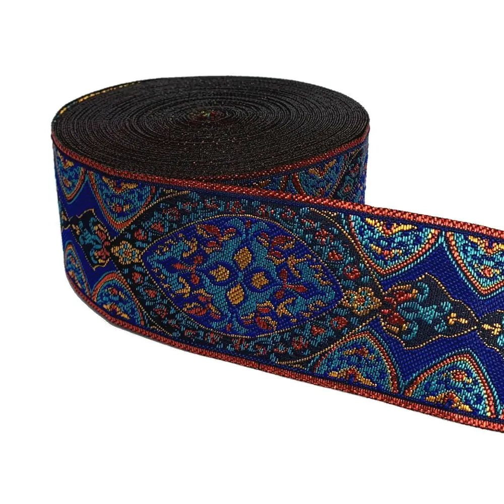 5cm Embroidered Lace Trim | 3 Yard Vintage Ethnic Boho Ribbon | Decorative Fabric Trim for Bags, Clothing, Jewelry & DIY Crafts
