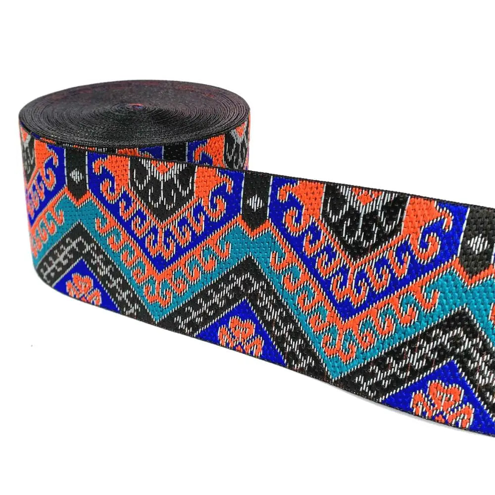 5cm Embroidered Lace Trim | 3 Yard Vintage Ethnic Boho Ribbon | Decorative Fabric Trim for Bags, Clothing, Jewelry & DIY Crafts
