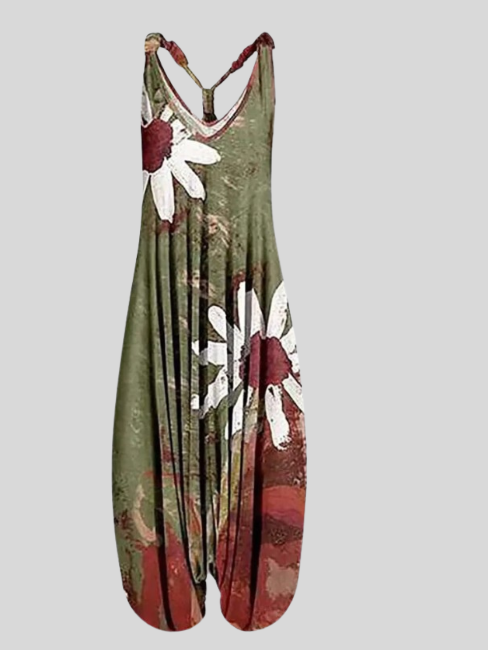 Harem Jumpsuit for Women Boho Floral Beach Tie Dye Backless Jumpsuit Rompers