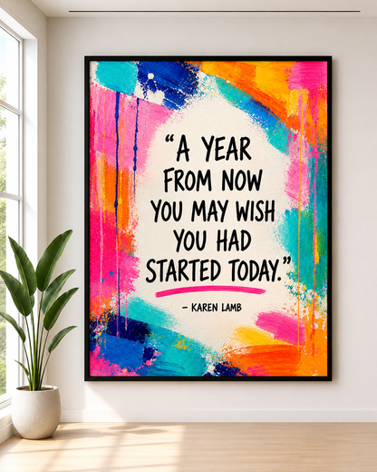 Motivational Quote Wall Art Bundle, Colorful Abstract Prints, Modern Dorm & Office Decor, Inspirational Poster Set