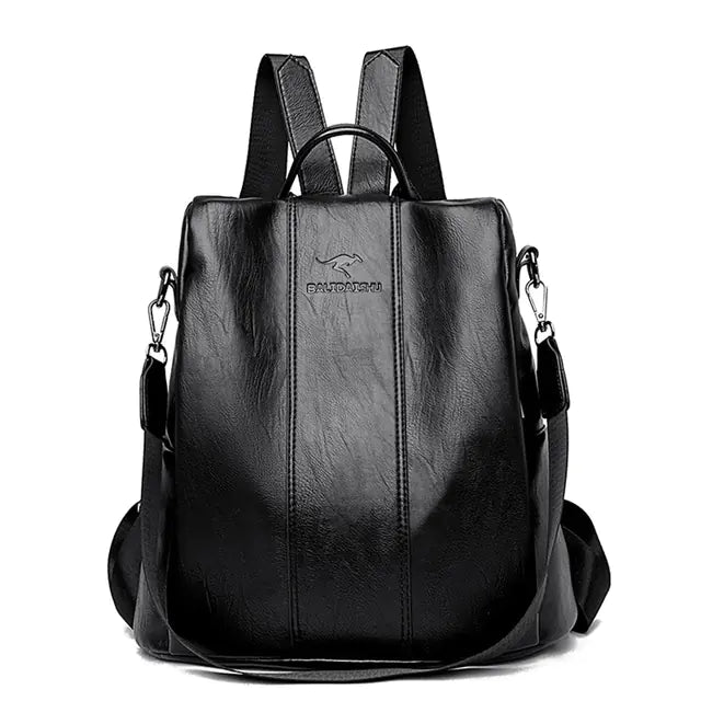 Vintage Anti-Theft Leather Backpack for Women