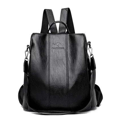 Vintage Anti-Theft Leather Backpack for Women