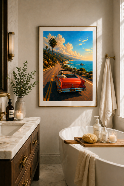 Pacific Coast Highway Wall Art | Coastal Printable Car Print (Instant Download)