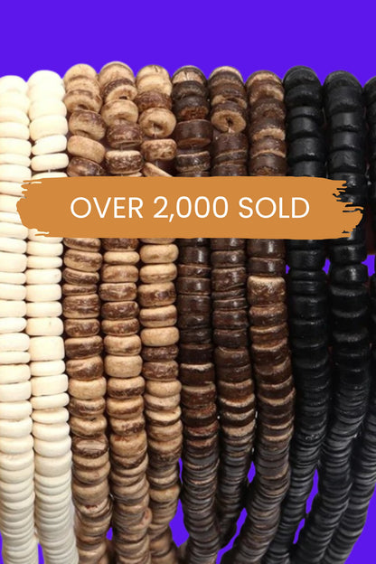 Premium Colorful Coconut Shell Beads | Natural Wood Round Beads 5mm 8mm 10mm | 110–300pc DIY Bracelet & Jewelry Making Supplies