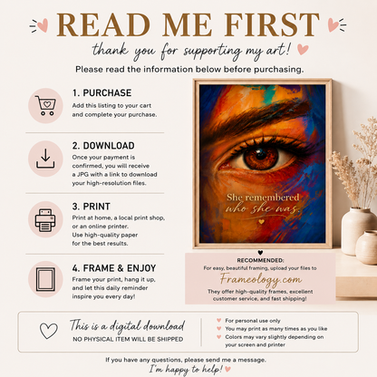 She Remembered Who She Was | Motivational Printable Wall Art for Women