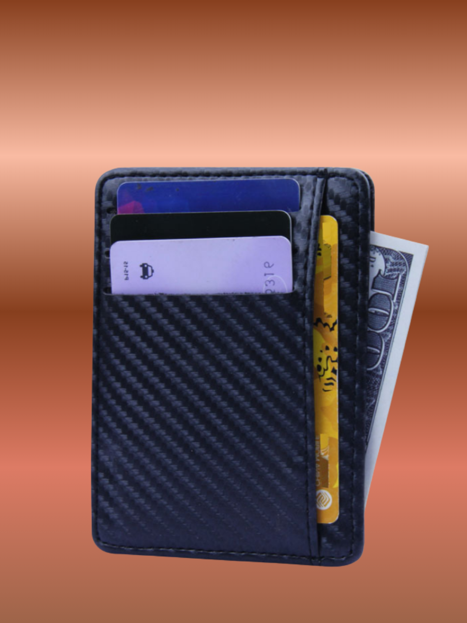 Slim RFID Carbon Fiber Wallet for Men or Women – Minimalist PU Leather Credit Card & ID Holder